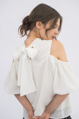 open shoulder ribbon blouse