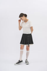layered pleats mini skirt