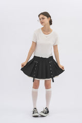 layered pleats mini skirt