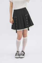 layered pleats mini skirt