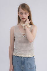 cup in velours frill camisole