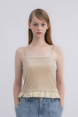 cup in velours frill camisole