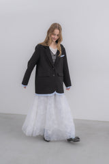 volume tulle butterfly dot skirt