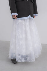 volume tulle butterfly dot skirt