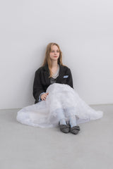 volume tulle butterfly dot skirt