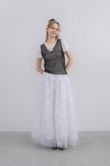 volume tulle butterfly dot skirt