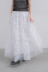 volume tulle butterfly dot skirt