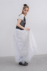 volume tulle butterfly dot skirt