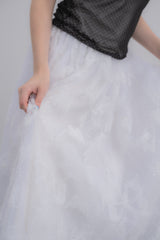 volume tulle butterfly dot skirt