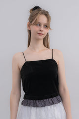 cup in velours frill camisole
