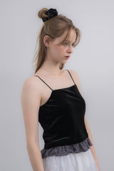 cup in velours frill camisole