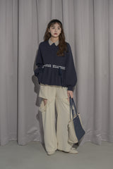 velours ribbon peplum cardigan