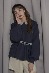 velours ribbon peplum cardigan