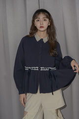 velours ribbon peplum cardigan