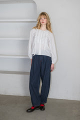 curve denim ribbon pants