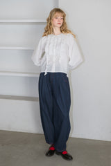 curve denim ribbon pants