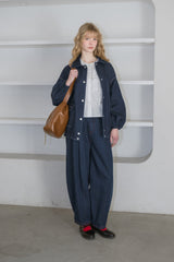 curve denim ribbon pants