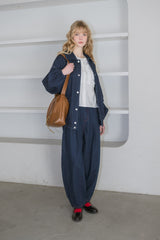 curve denim ribbon pants