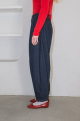 curve denim ribbon pants