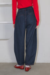 curve denim ribbon pants