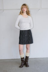 frill denim mini skirt