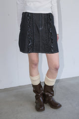 frill denim mini skirt
