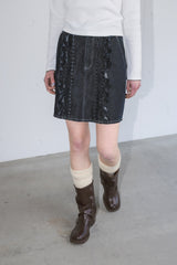 frill denim mini skirt