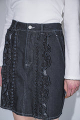 frill denim mini skirt