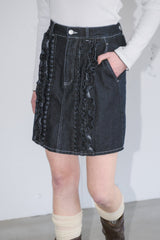 frill denim mini skirt
