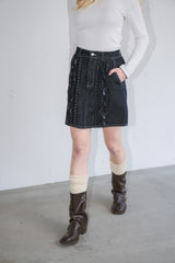 frill denim mini skirt