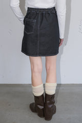 frill denim mini skirt