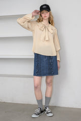 frill denim mini skirt