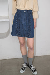 frill denim mini skirt