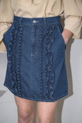 frill denim mini skirt