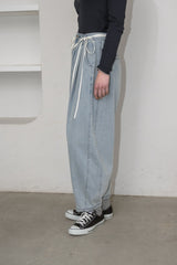 curve denim ribbon pants