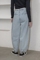 curve denim ribbon pants