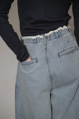 curve denim ribbon pants