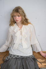 bowtie ribbon frill blouse