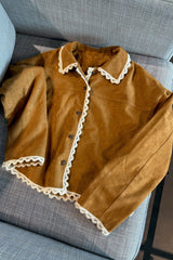 piping lace suede jacket