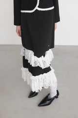 asymmetry lace frill skirt