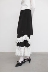 asymmetry lace frill skirt