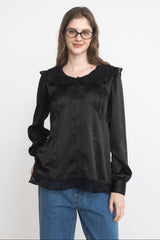 lace collar vintage satin blouse