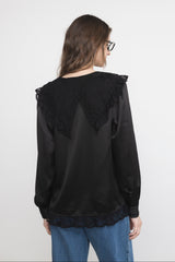 lace collar vintage satin blouse
