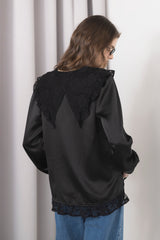 lace collar vintage satin blouse