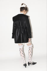 big collar vegan leather jacket