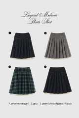layered medium pleats skirt