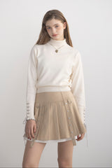 lace up ribbon turtle knit