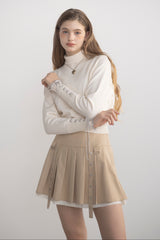 lace up ribbon turtle knit