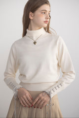 lace up ribbon turtle knit