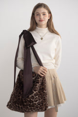 fur big ribbon tote bag